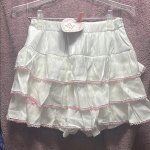Anime Dizzy White Skirt with Pink Lace Accents